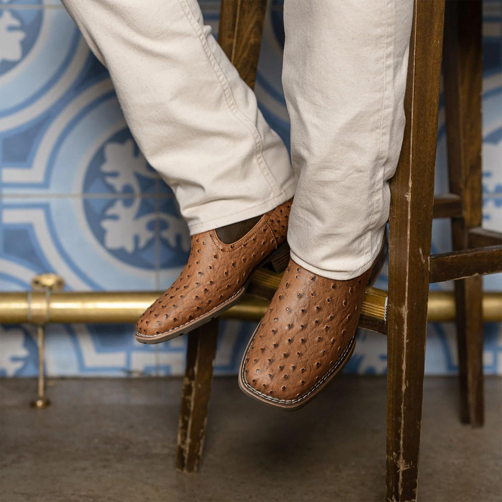 Cowboy Boots for Men with Embroidered Square Toe H1087