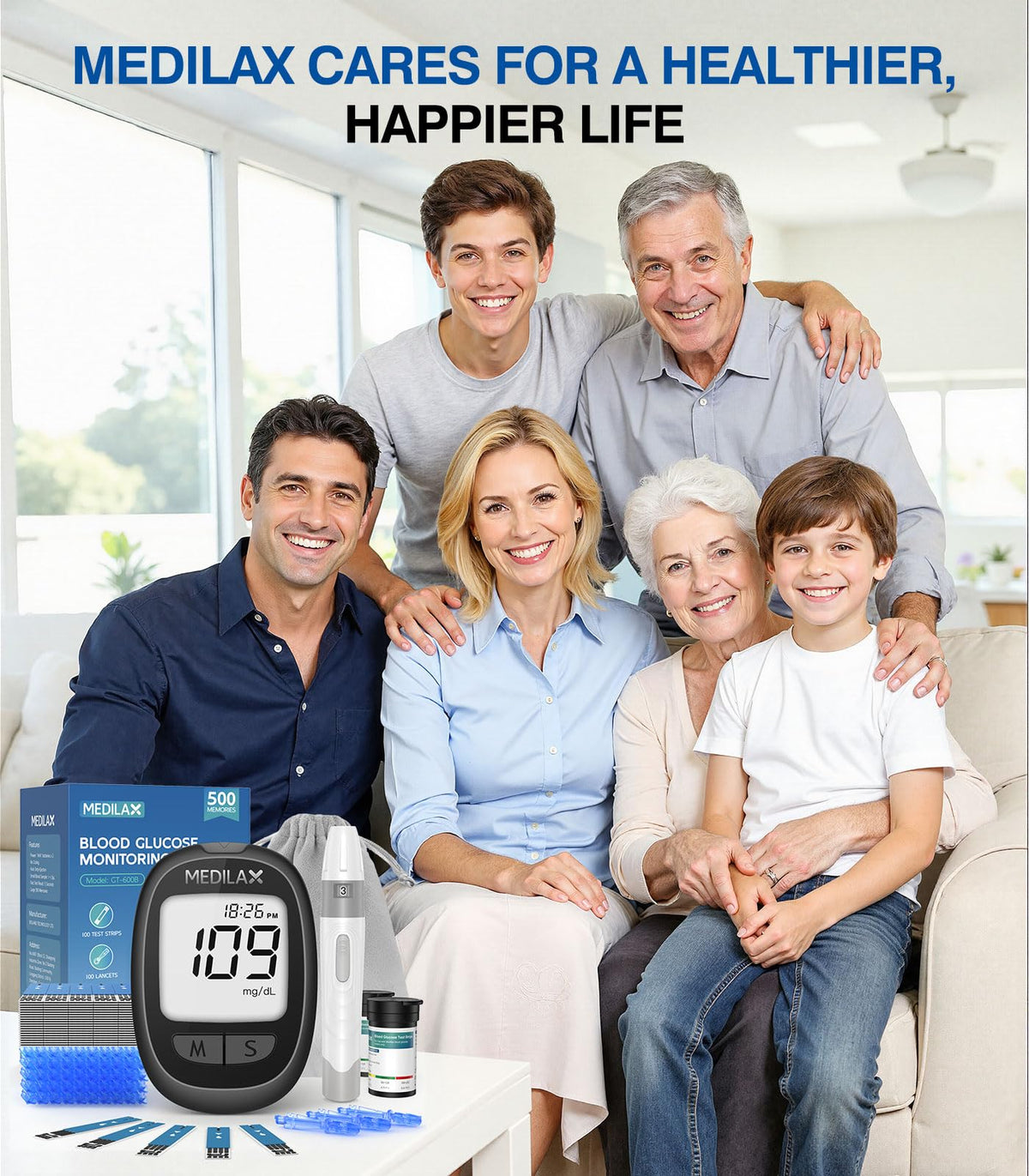 Blood Glucose Monitor Kit with 100 Strips V667