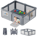 Foldable Baby Playpen with Mat, 71x59 Inches, Grey H8863