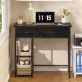 Black Small Writing Desk with 2 Drawers and Storage Shelf G5758