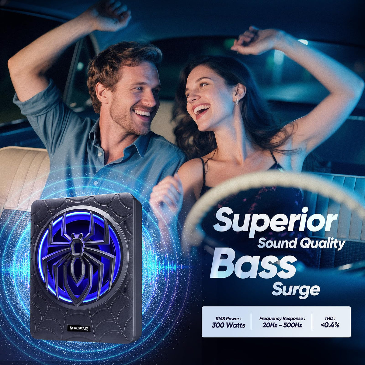10" 1200W Powered Car Subwoofer with Amplifier Q806687