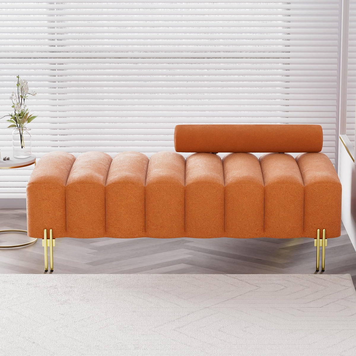 Orange Velvet Bench Ottoman J517
