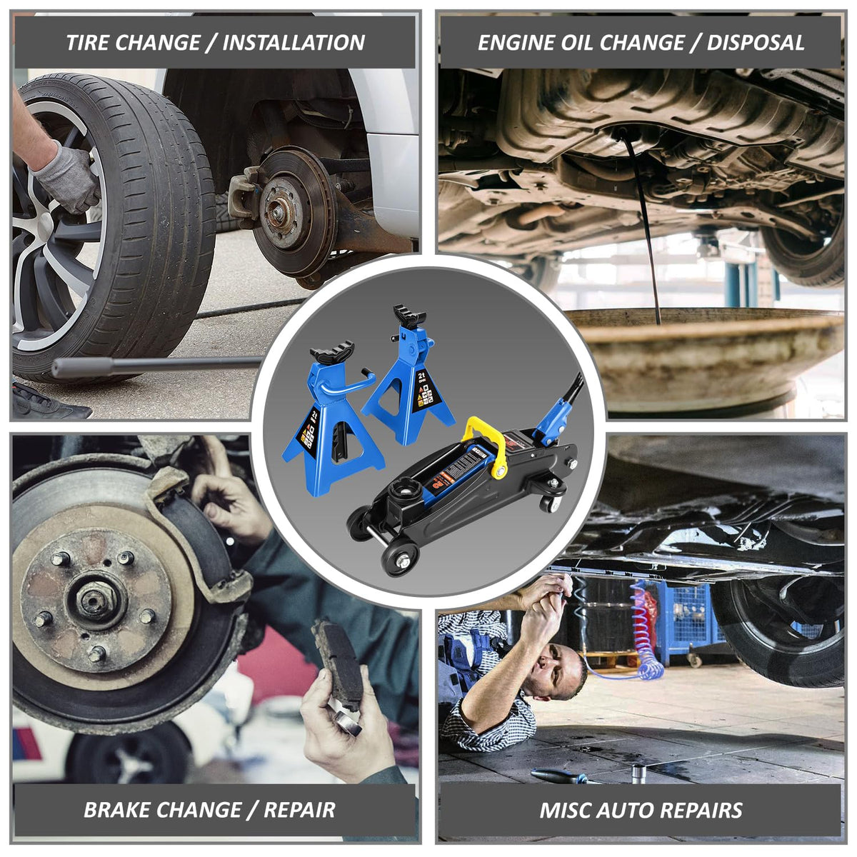 2 Ton Car Jack and Stands Kit Blue S506