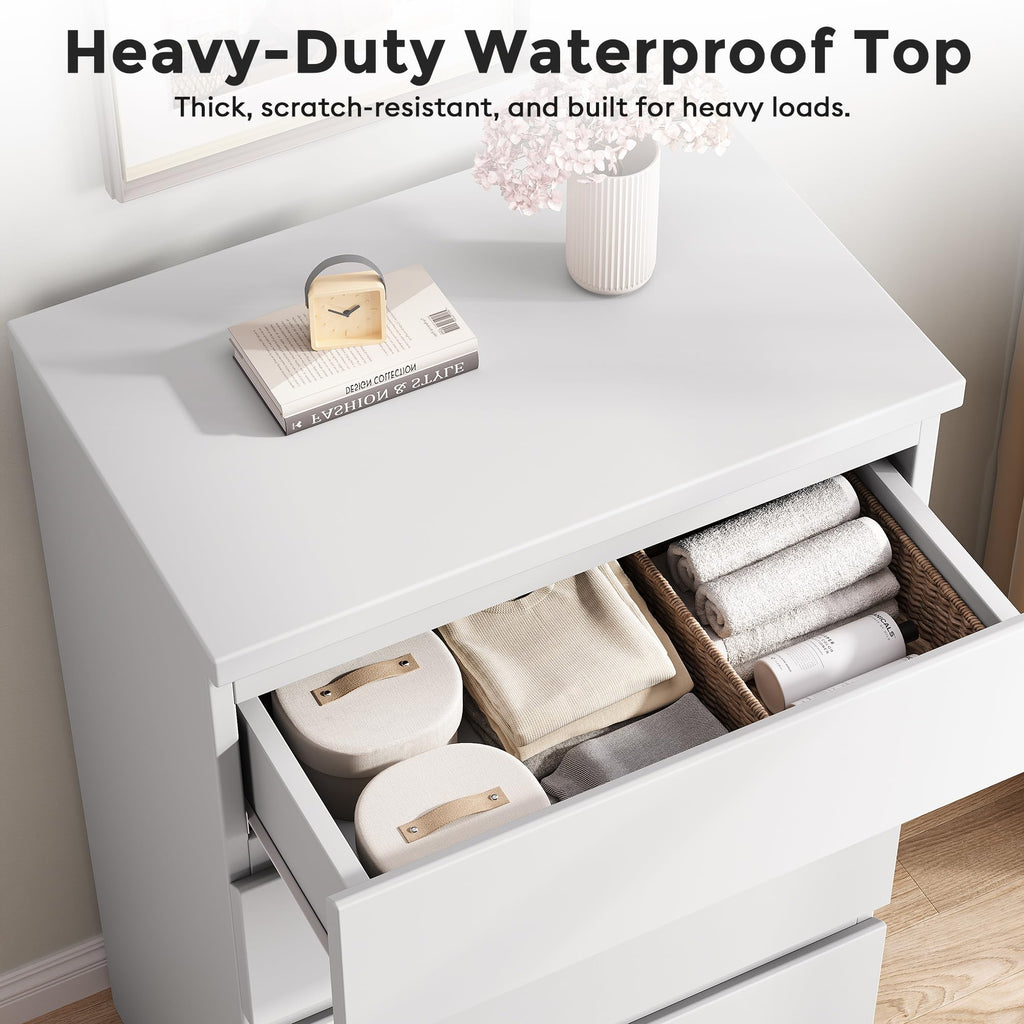 White 4 Drawer Wood Dresser W2968