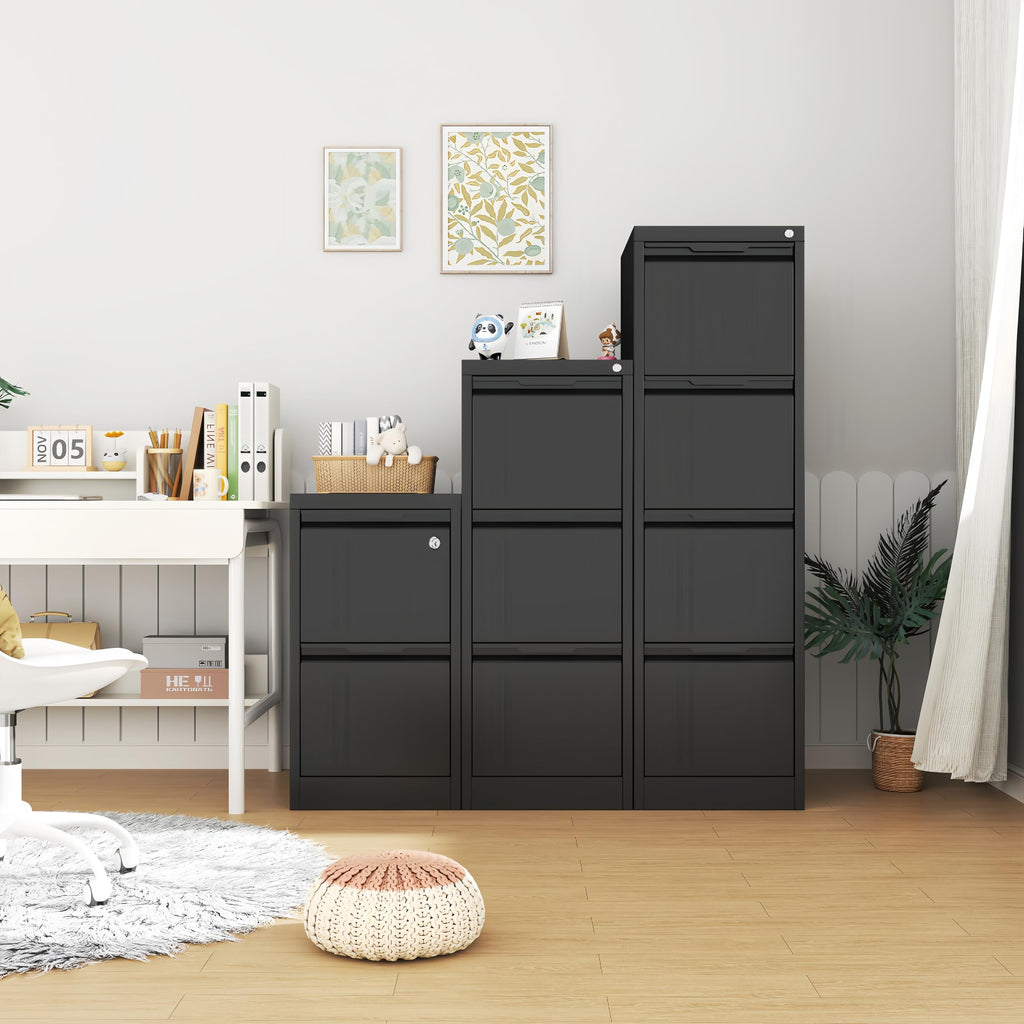 Black 4 Drawer Metal File Cabinet with Lock F5985