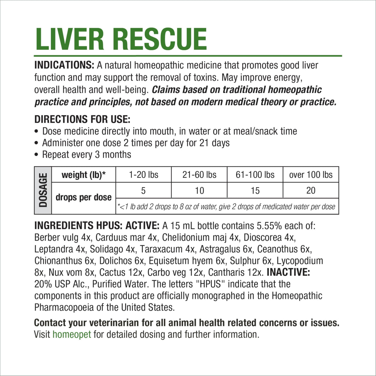 Liver Rescue Supplement for Dogs and Cats 15 Milliliters Q278958