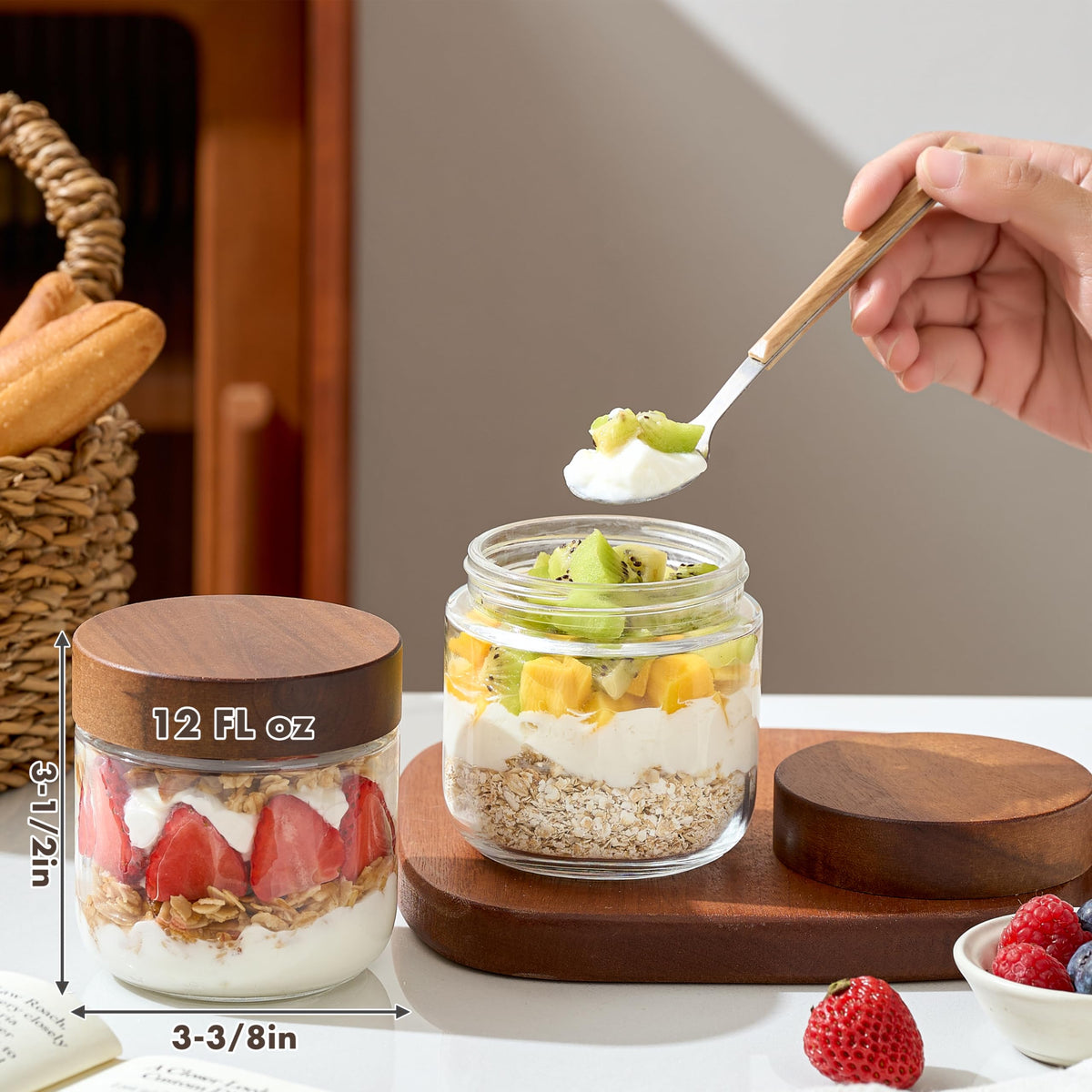 12 oz Glass Jars with Lids 6 Pack I875253