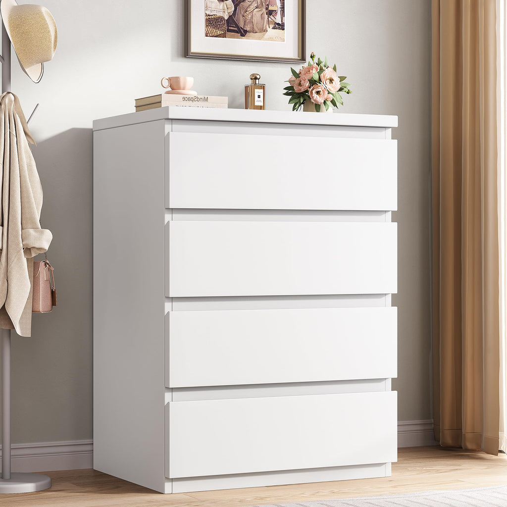 White 4 Drawer Wood Dresser W2968