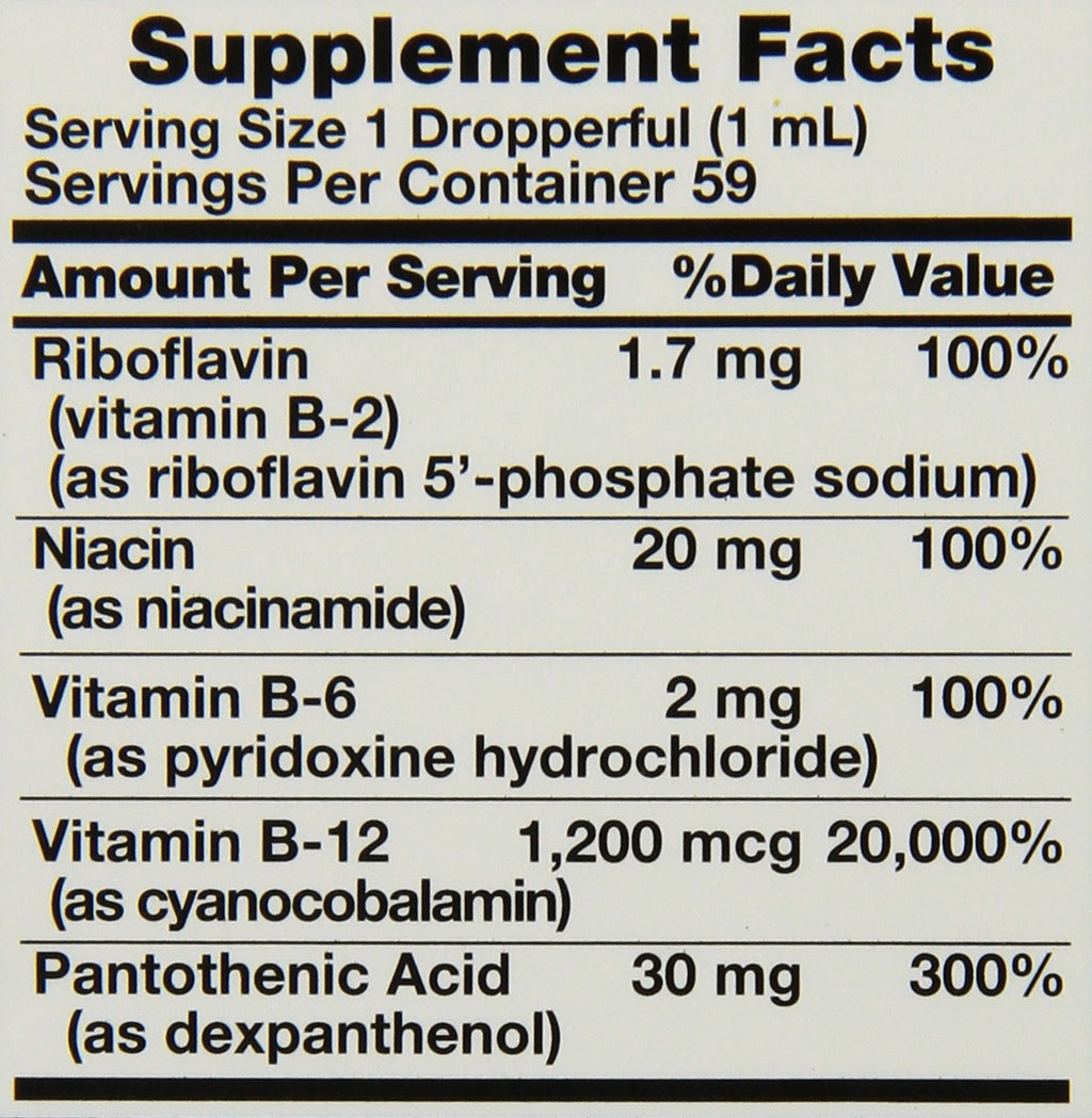 Sublingual Vitamin B Complex Plus B-12 Liquid, Natural Berry, 2 Fl Oz (Pack of 3) C1193