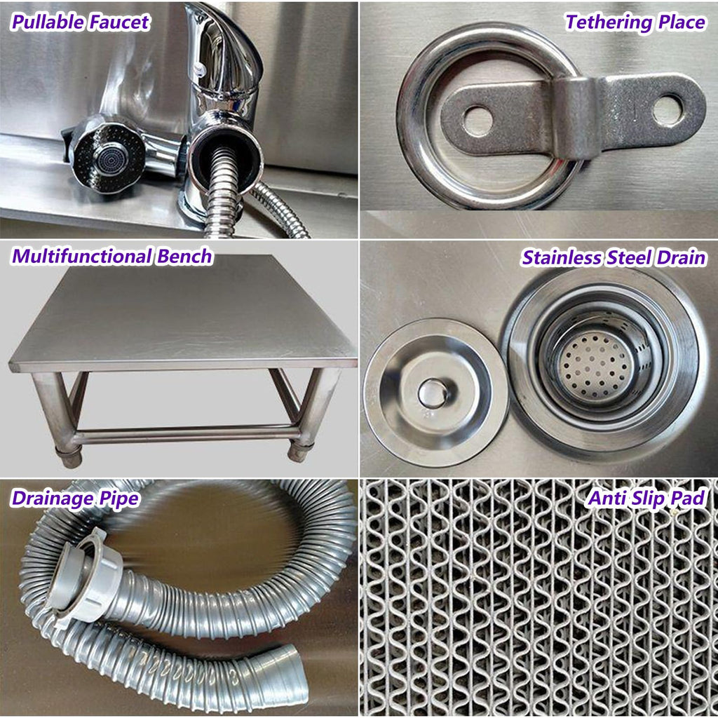 47 Inch Stainless Steel Dog Grooming Tub with Walk-in Stairs J472825