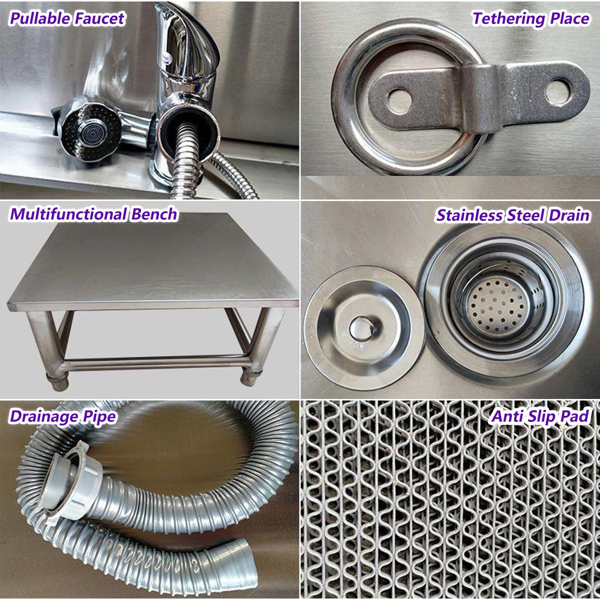 47 Inch Stainless Steel Dog Grooming Tub with Walk-in Stairs J472825