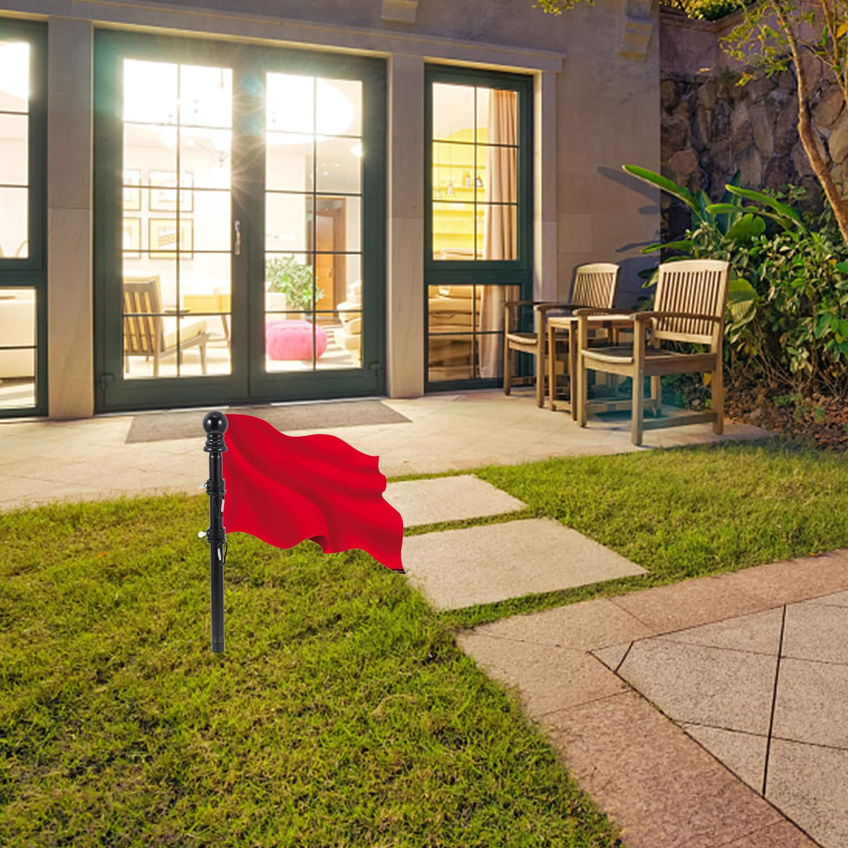 Black Rotating Flagpole Assembly with Base D104