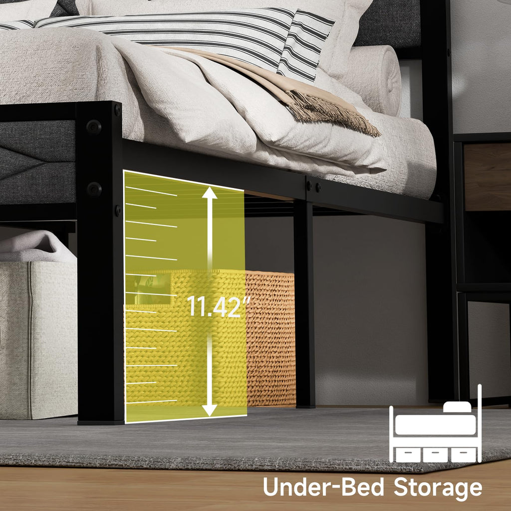 Full Size Upholstered Bed Frame Grey I14125