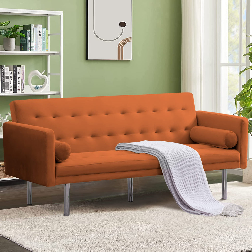 Orange Twin Size Convertible Sofa Bed L708847