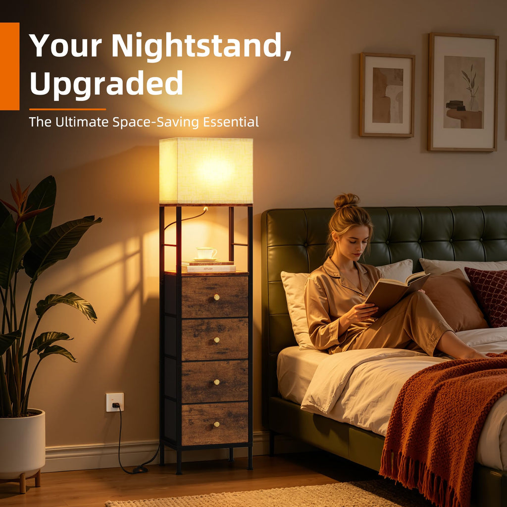 Tall Nightstand with Light & 4 Drawers A91451