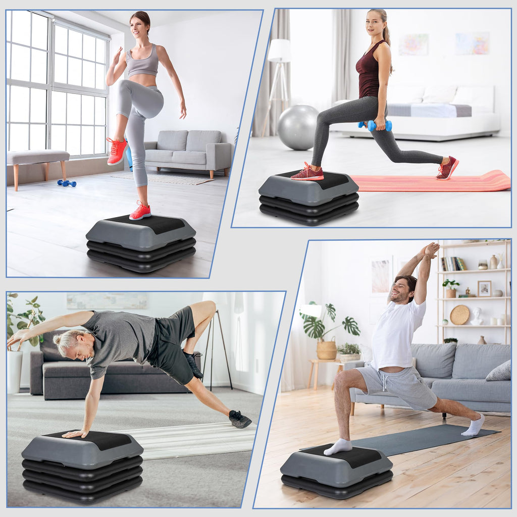 Height Adjustable Step Aerobic Platform with 4 Risers V801