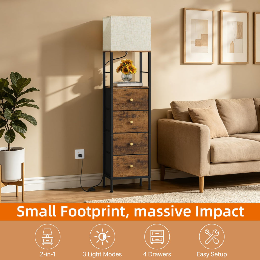 Tall Nightstand with Light & 4 Drawers A91451