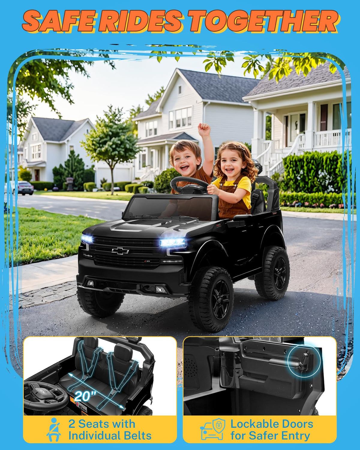 24V 2 Seater Ride on Car with Remote Control, Black L376082