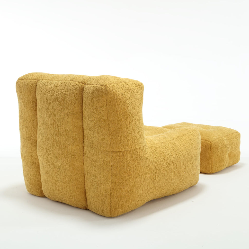 Velvet Fluffy Bean Bag Chair with Ottoman U13160