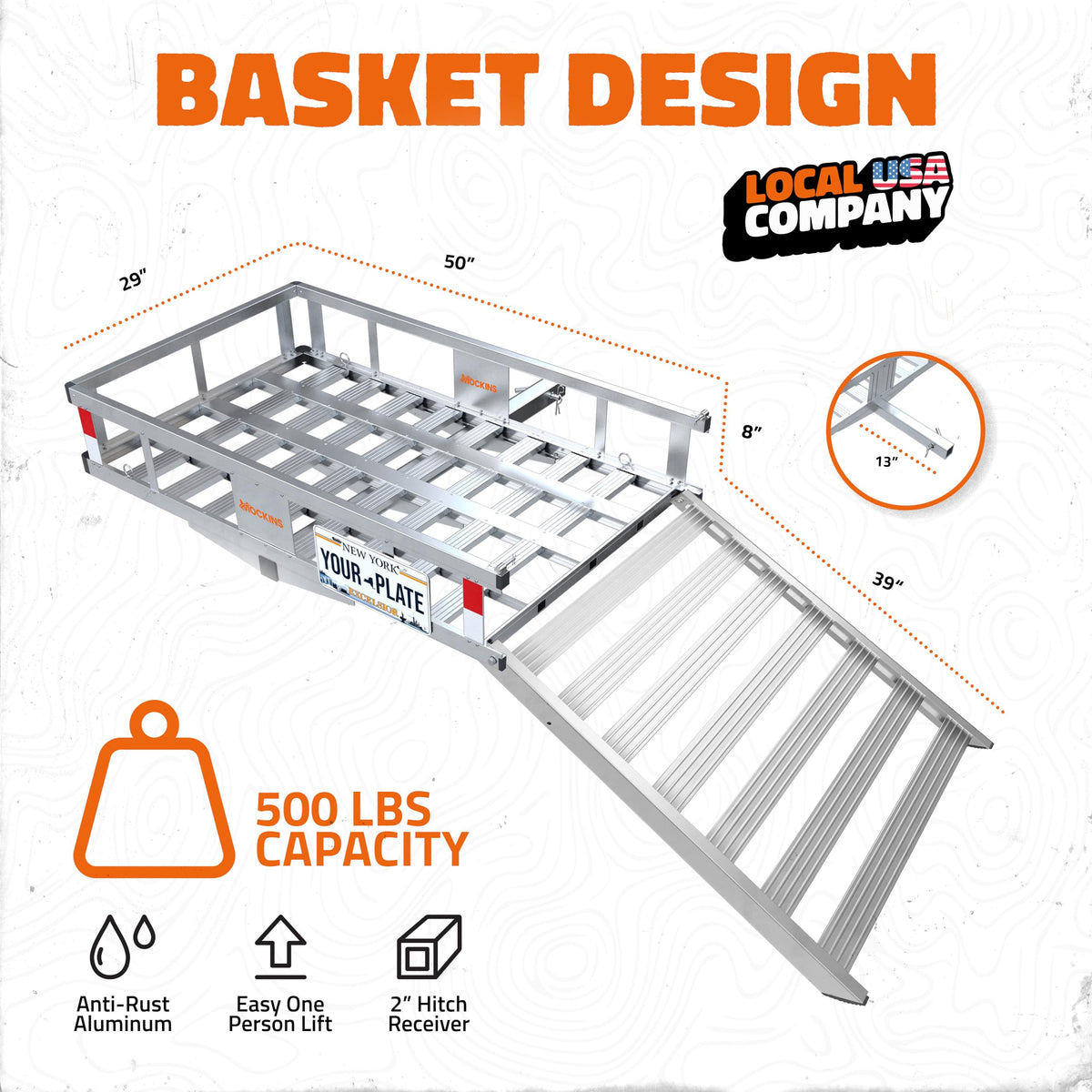 Aluminum Trailer Hitch Cargo Carrier with Ramp Y8433