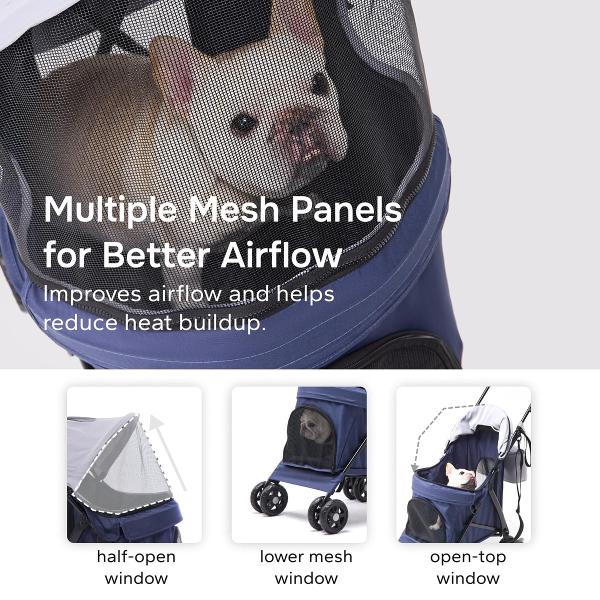 Foldable Pet Stroller for Small Dogs & Cats, 10 lbs, Blue Gray D3717
