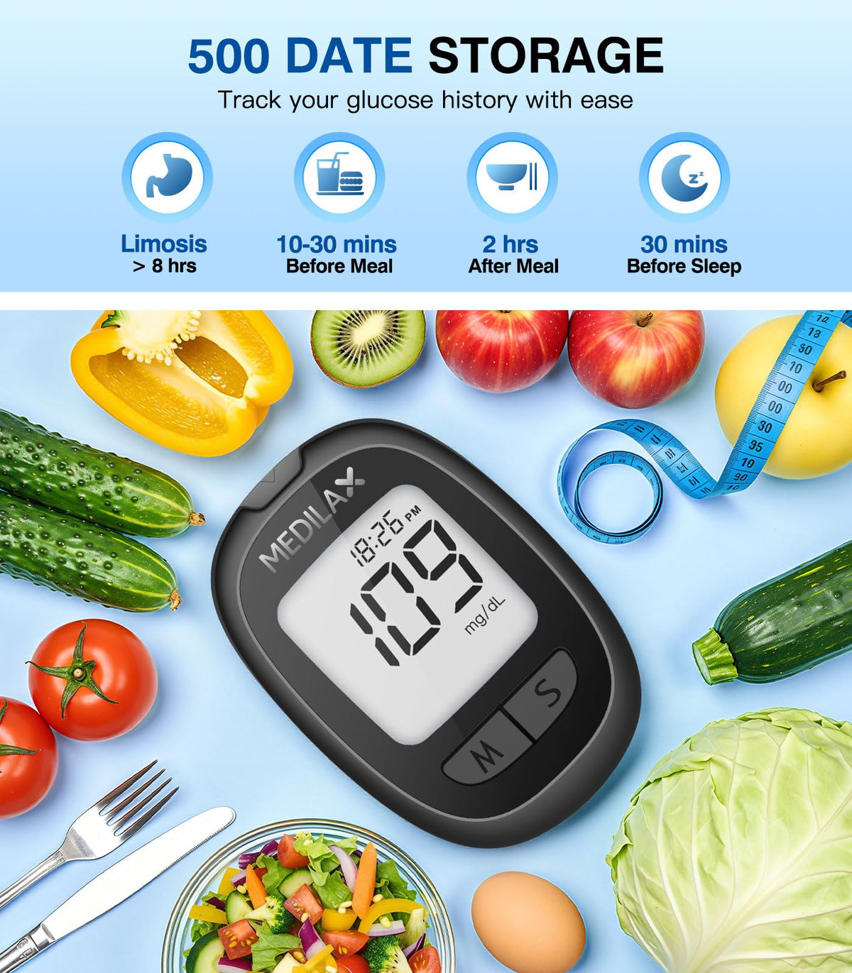 Blood Glucose Monitor Kit with 100 Strips V667