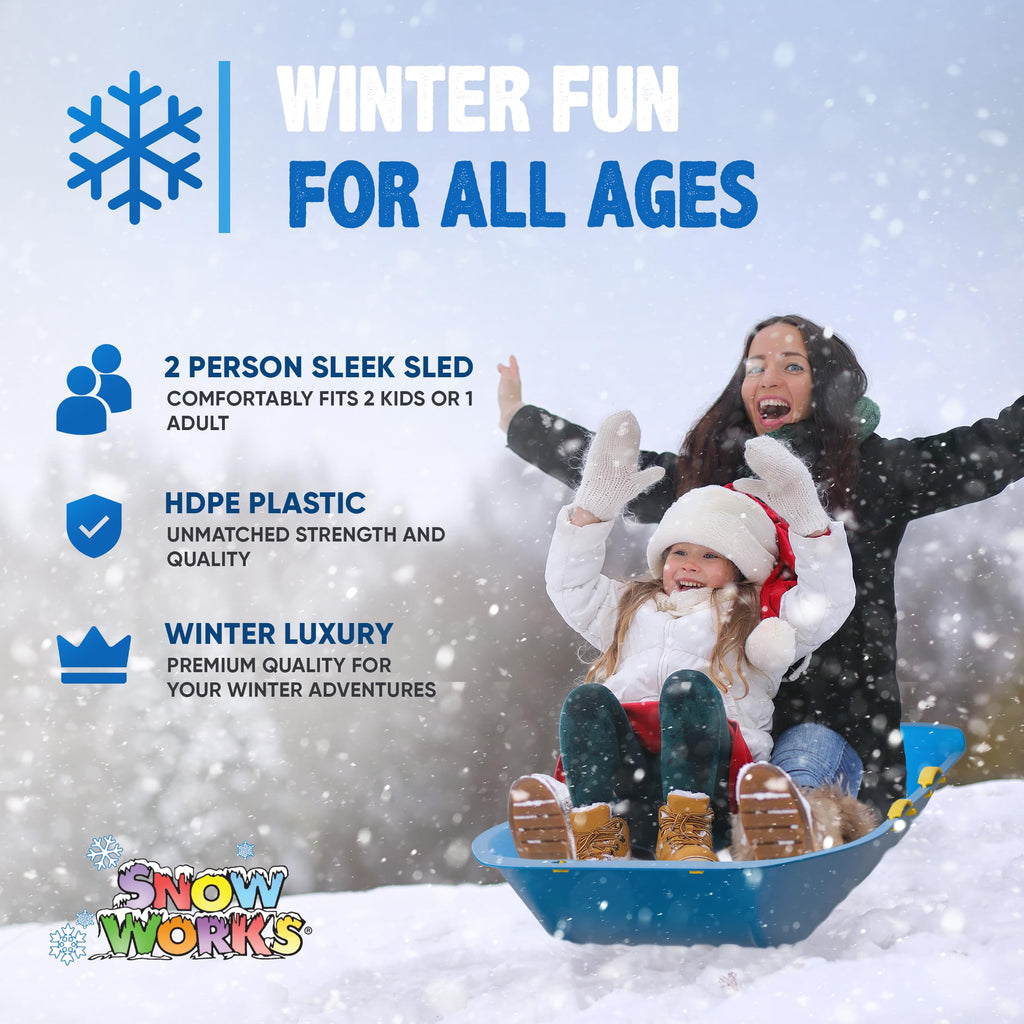 47.5" High-Density Plastic Toboggan Sled with Handles and Pull Rope S759586