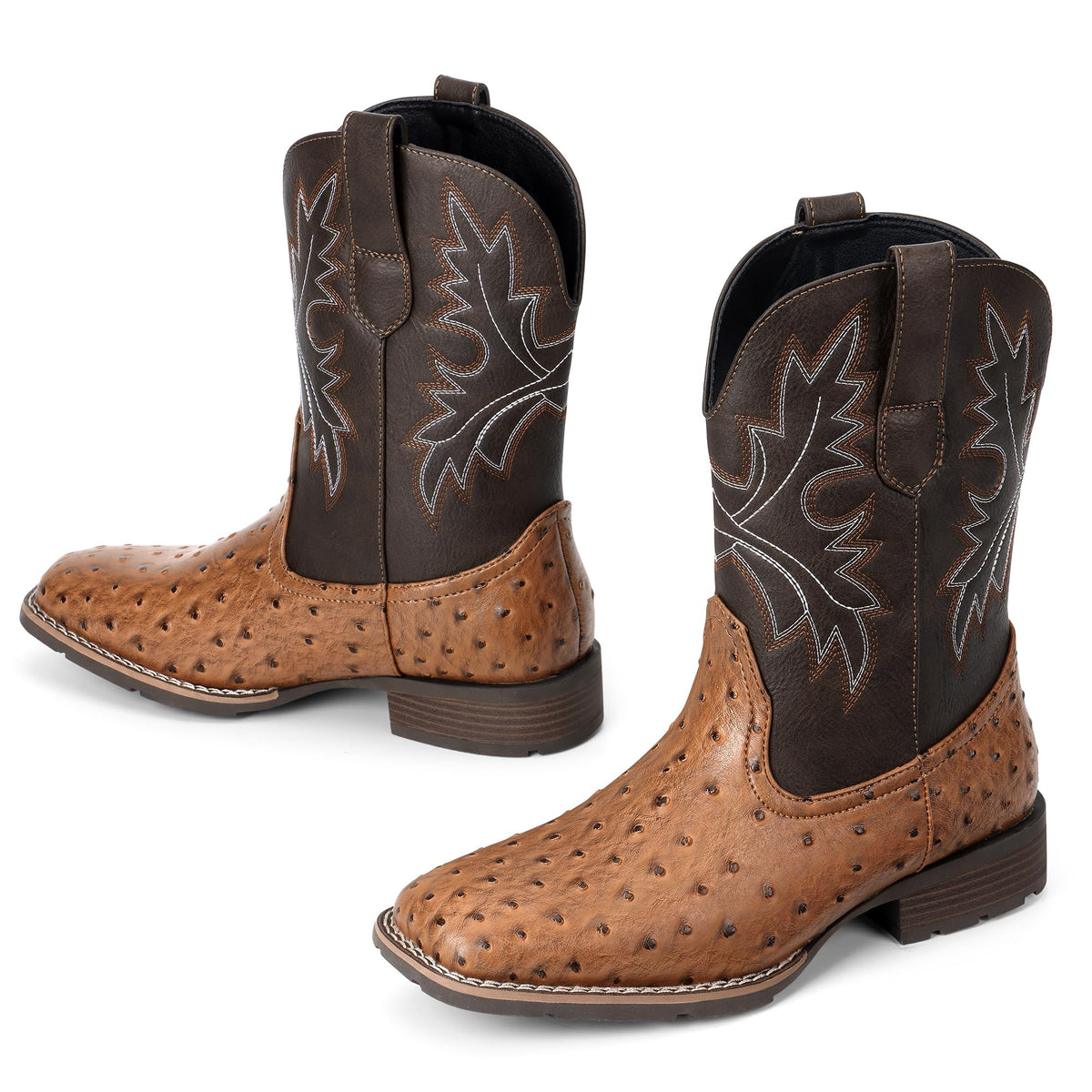 Cowboy Boots for Men with Embroidered Square Toe H1087