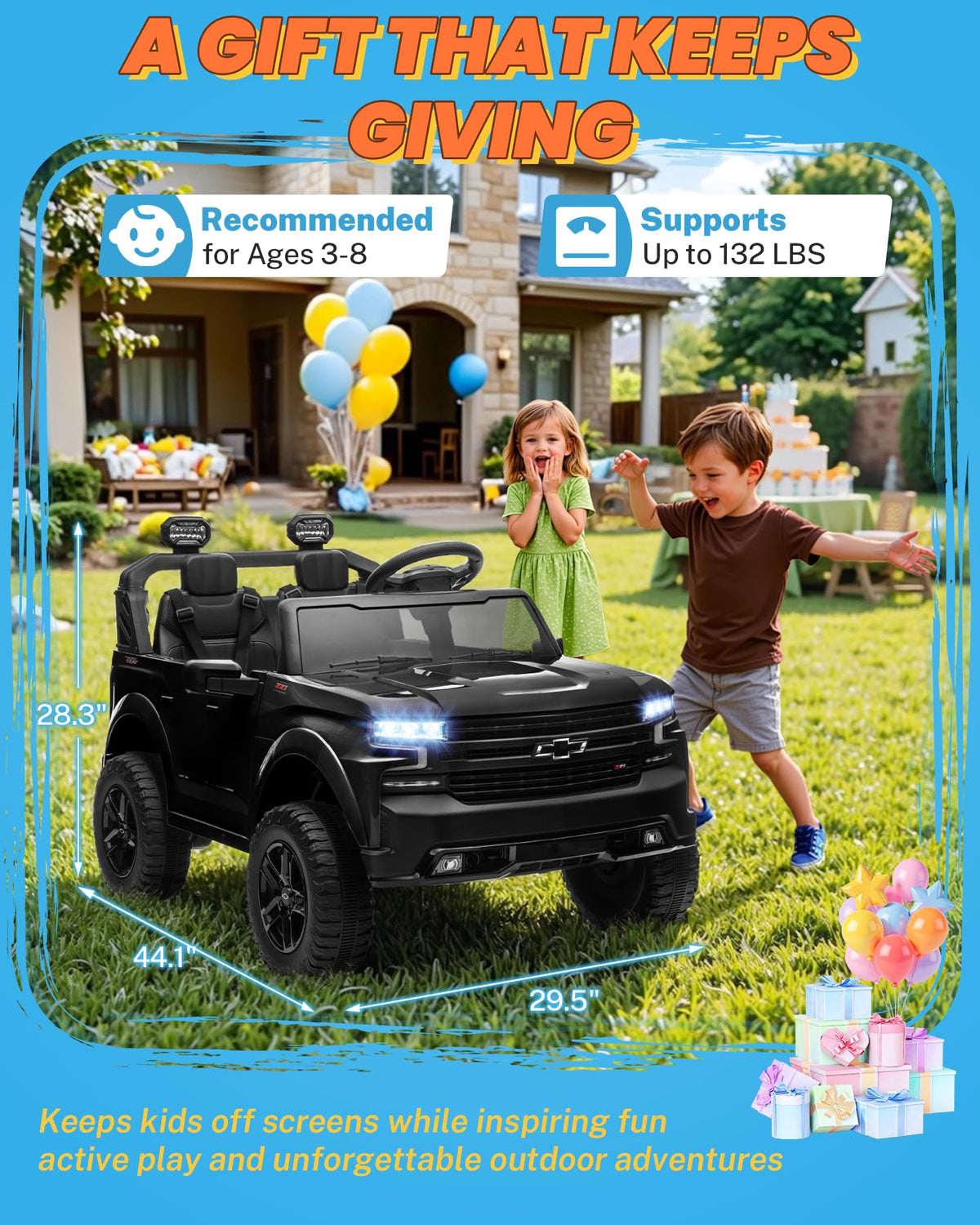 24V 2 Seater Ride on Car with Remote Control, Black L376082