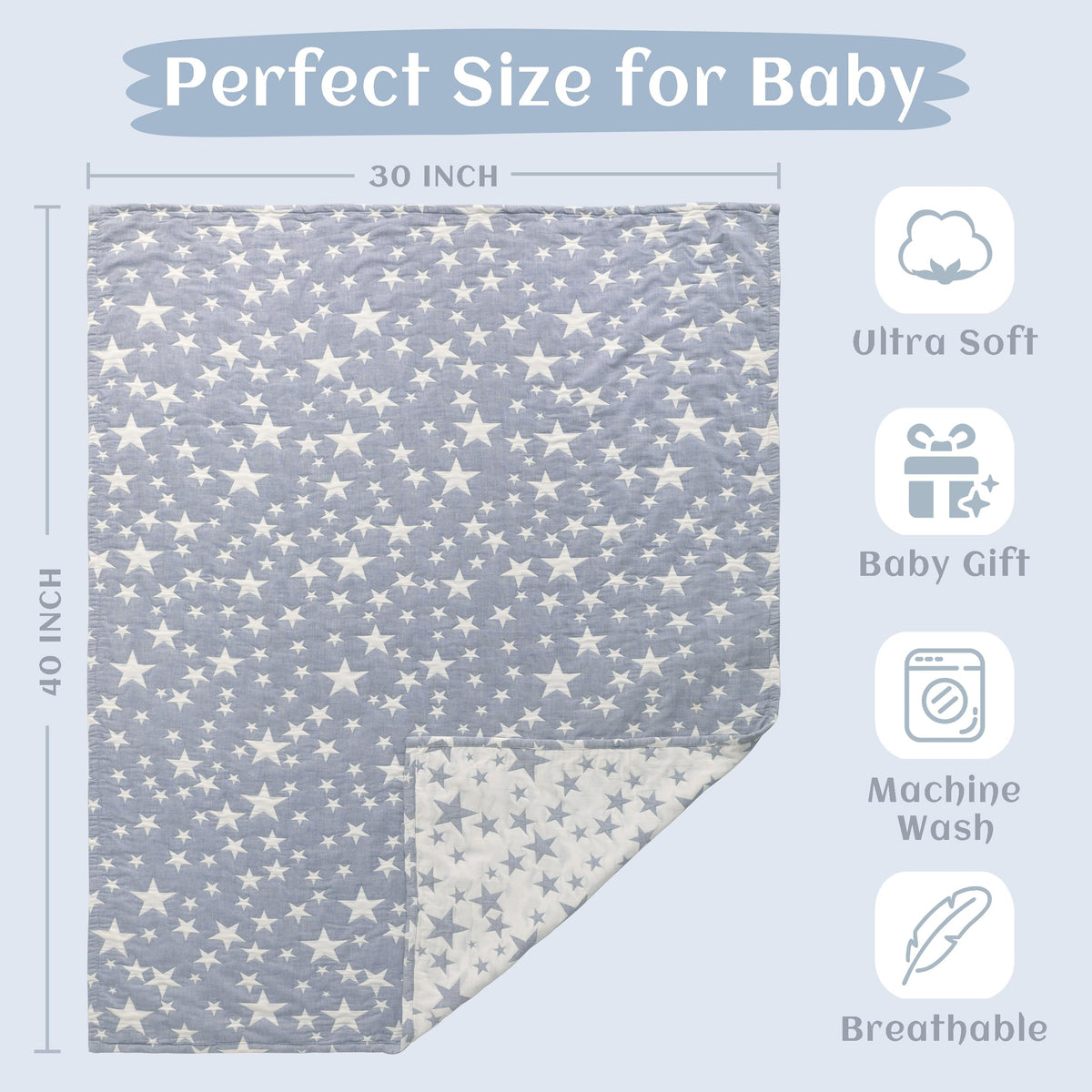 Blue Muslin Toddler Blanket M1169