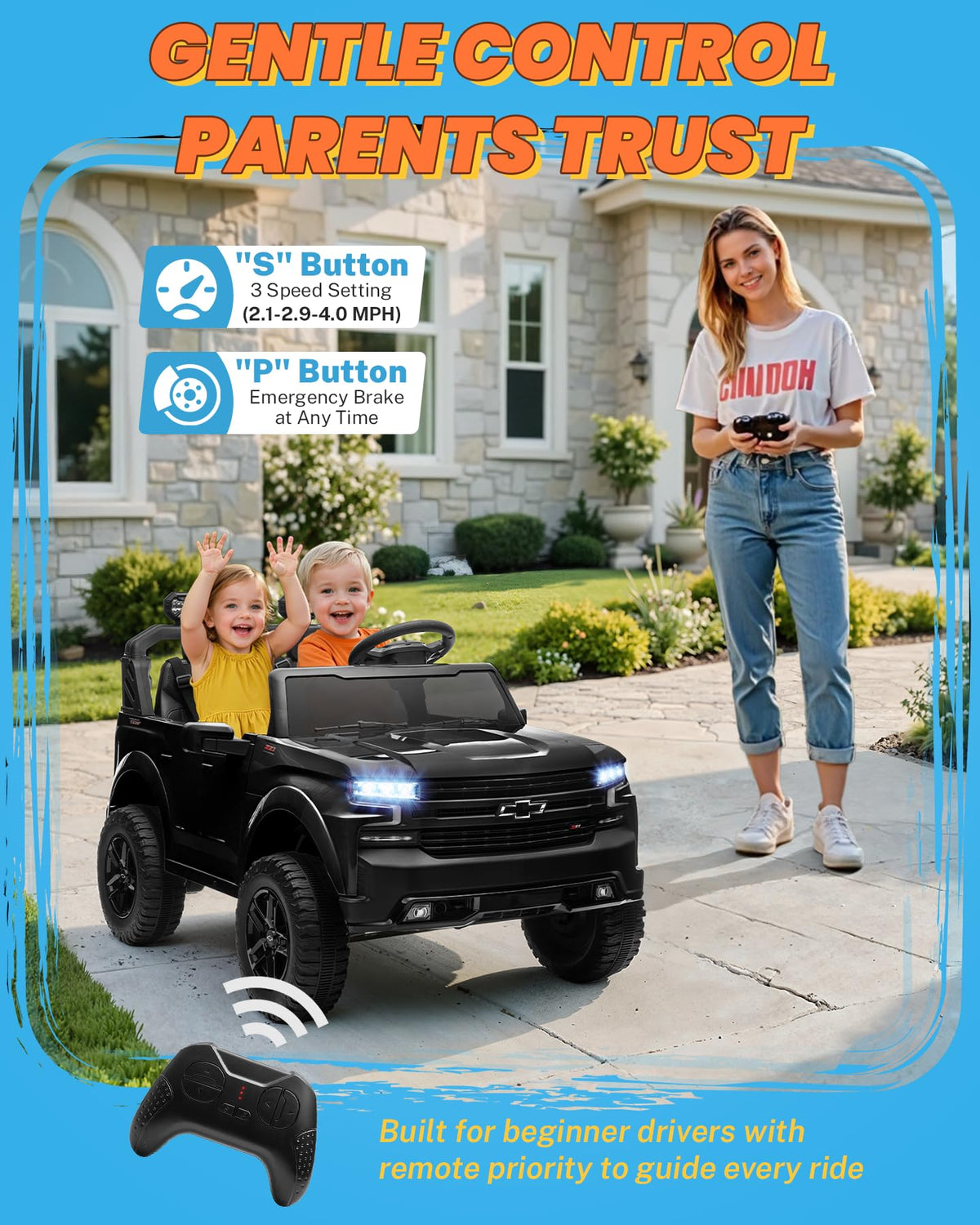 24V 2 Seater Ride on Car with Remote Control, Black L376082