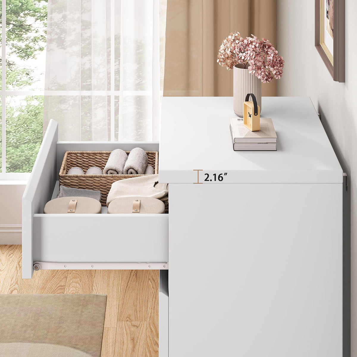 White 4 Drawer Wood Dresser W2968