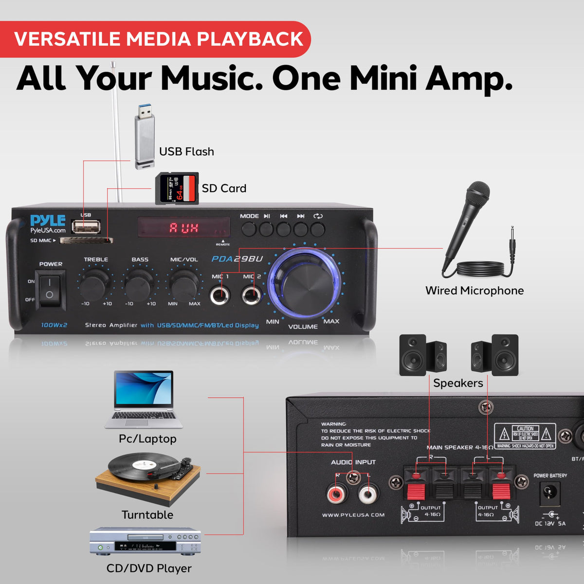 200W Stereo Power Amplifier with Bluetooth F345