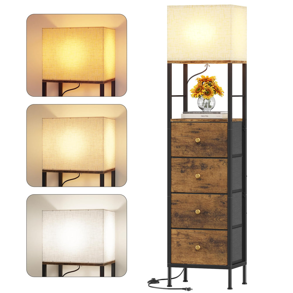 Tall Nightstand with Light & 4 Drawers A91451