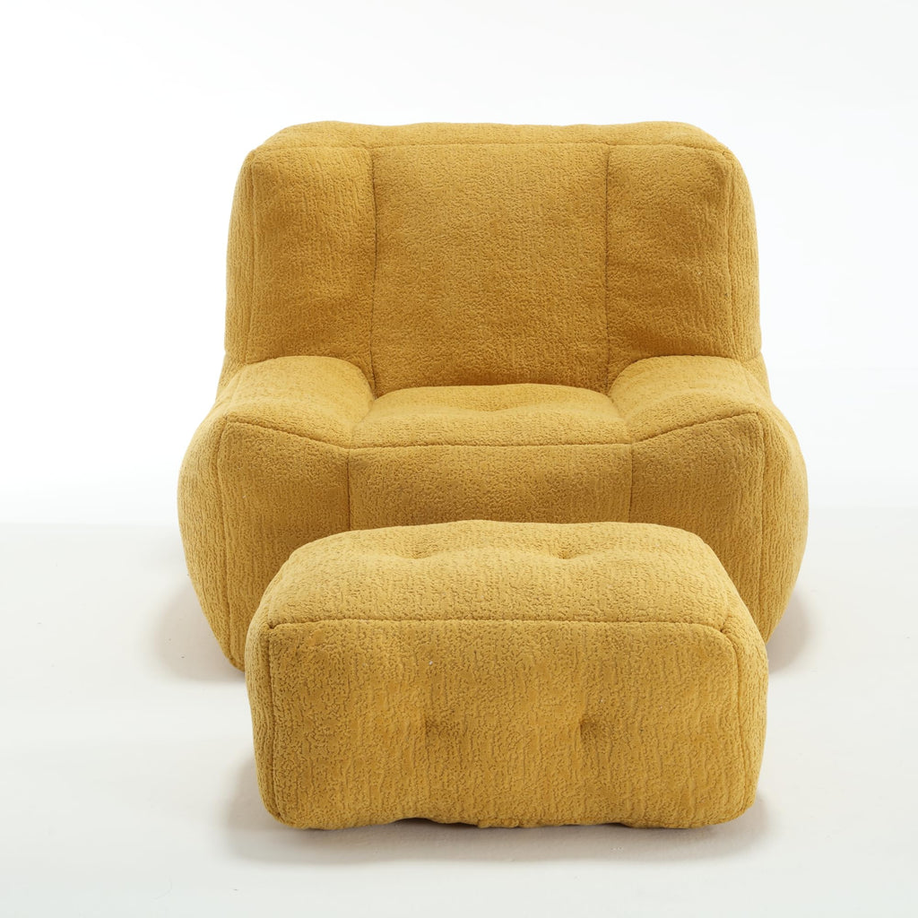Velvet Fluffy Bean Bag Chair with Ottoman U13160