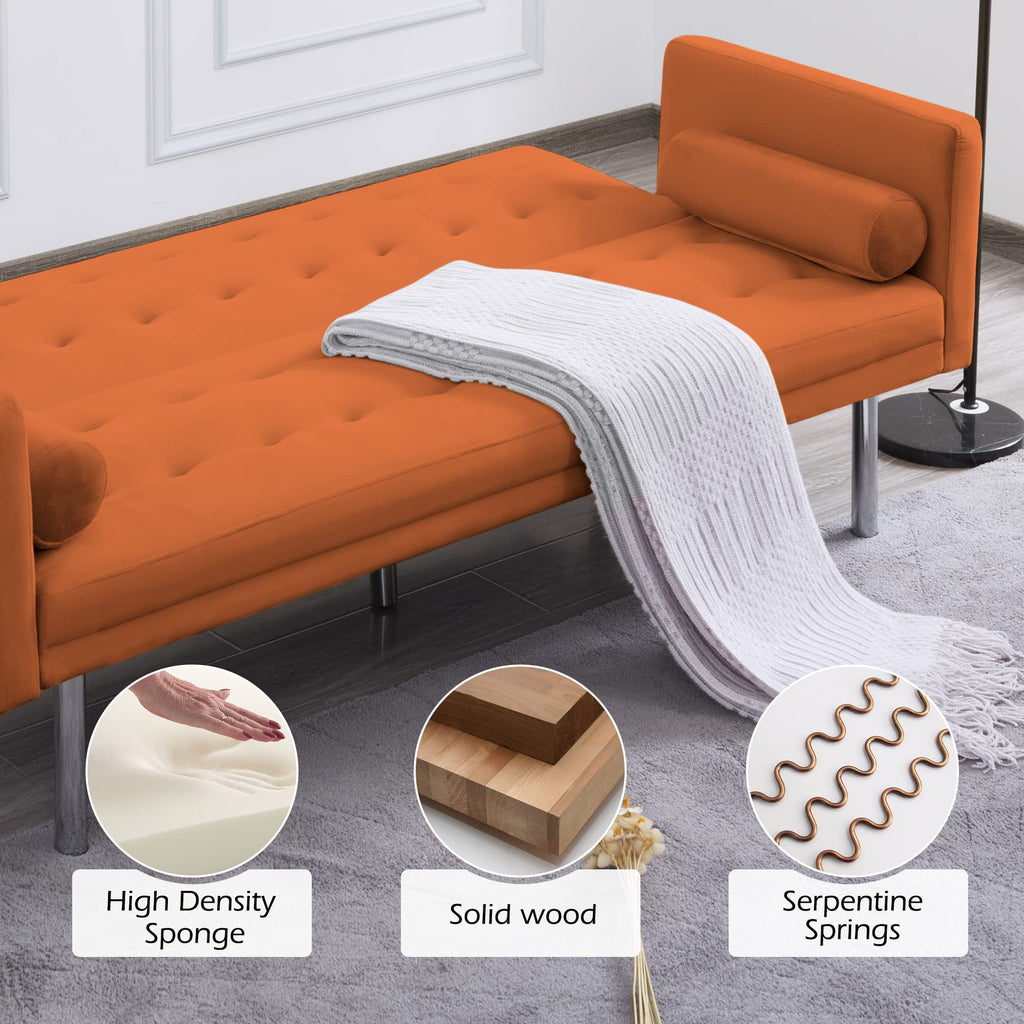 Orange Twin Size Convertible Sofa Bed L708847