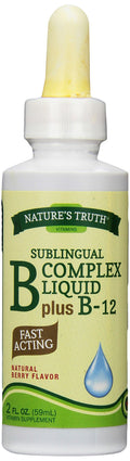 Sublingual Vitamin B Complex Plus B-12 Liquid, Natural Berry, 2 Fl Oz (Pack of 3) C1193