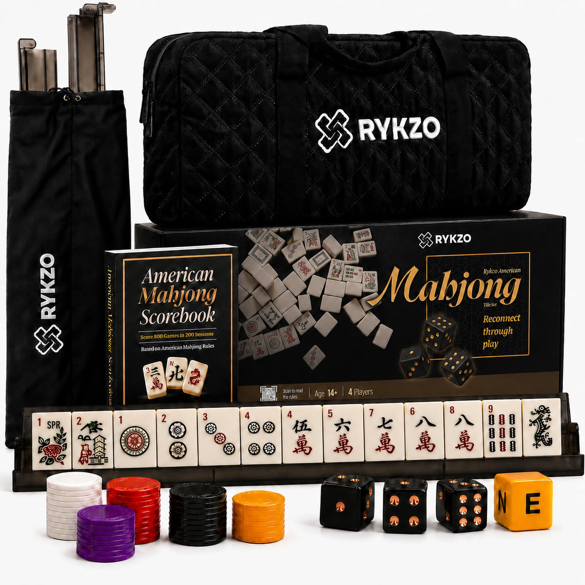 166 Engraved Melamine Mahjong Set with Travel Bag N356