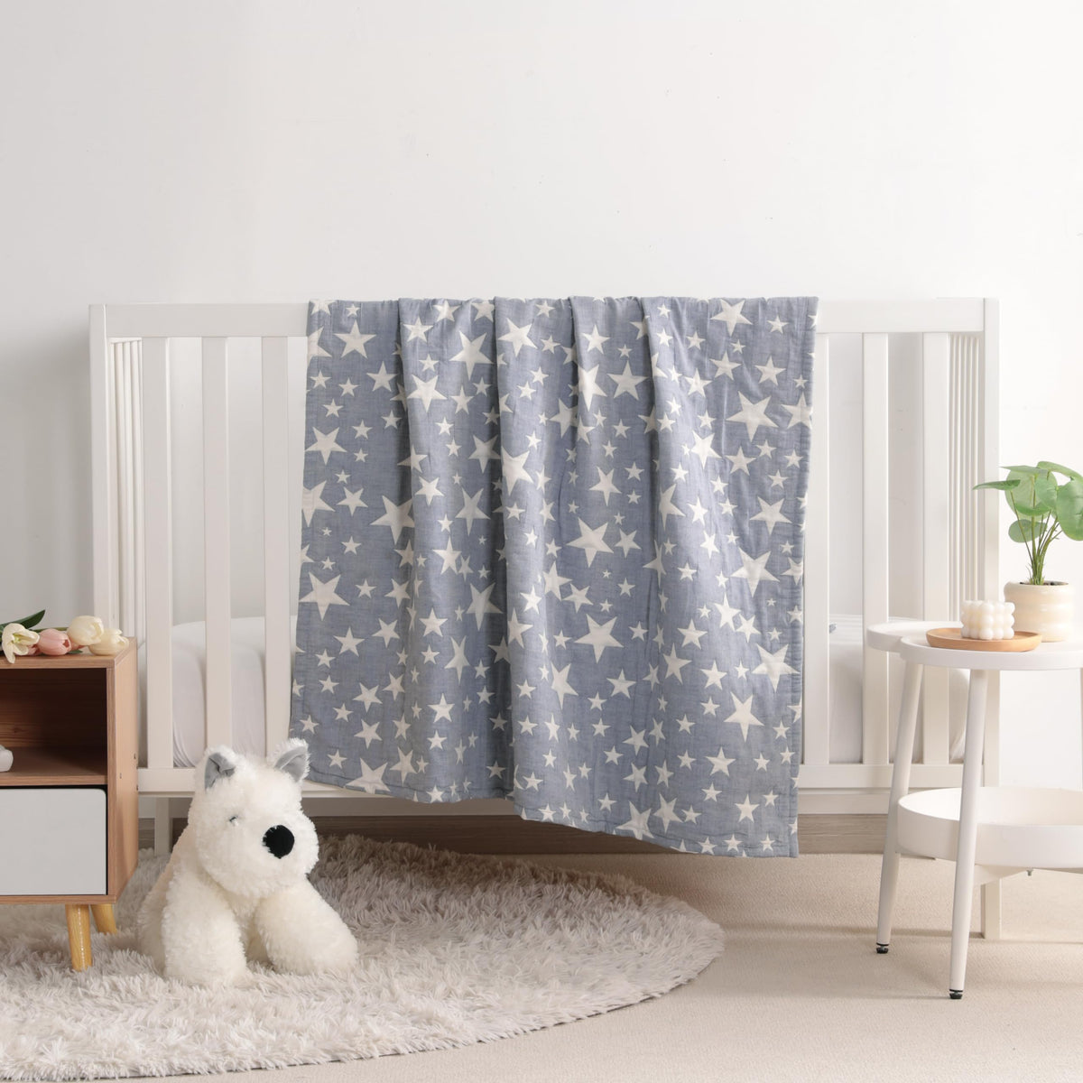 Blue Muslin Toddler Blanket M1169