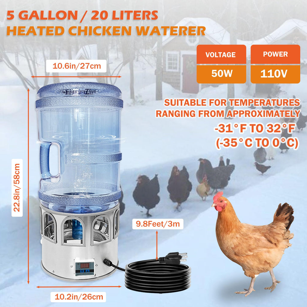 5 Gallon Heated Poultry Waterer I92122