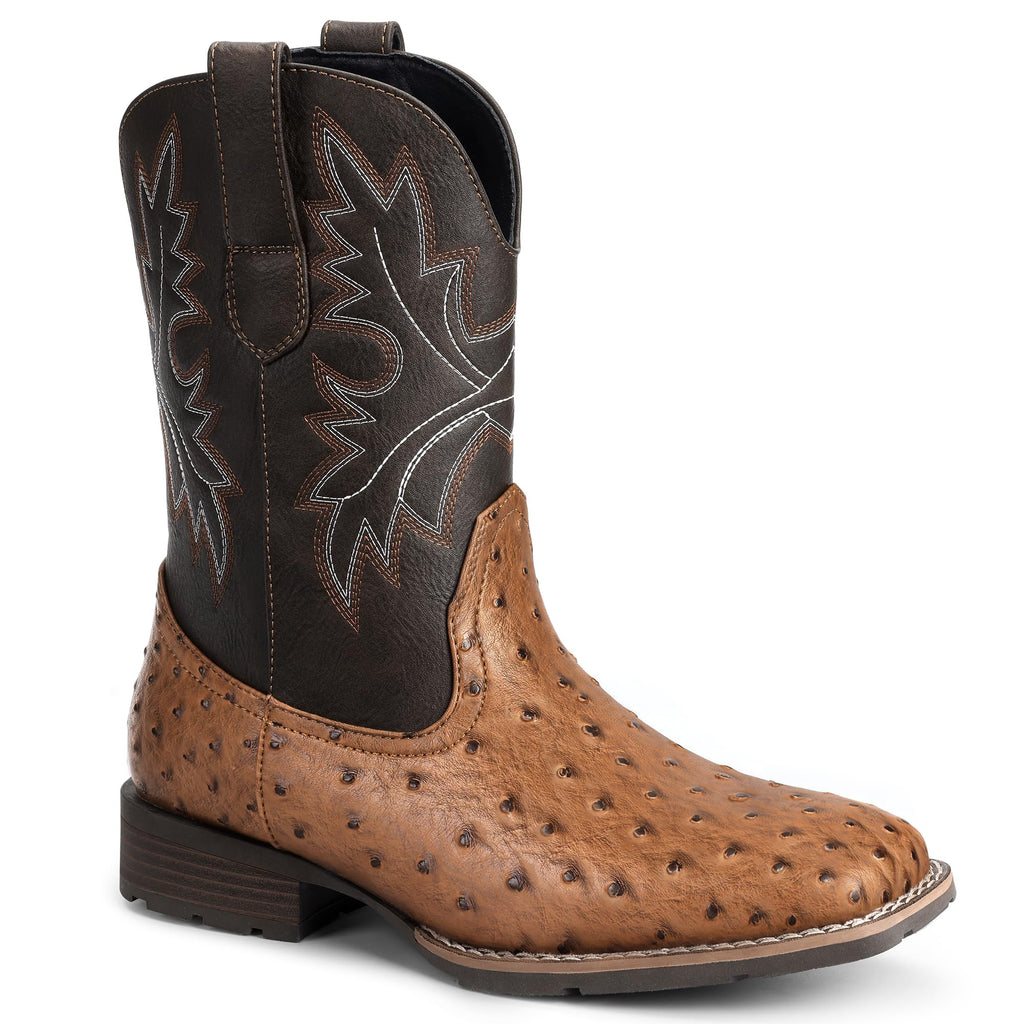 Cowboy Boots for Men with Embroidered Square Toe H1087