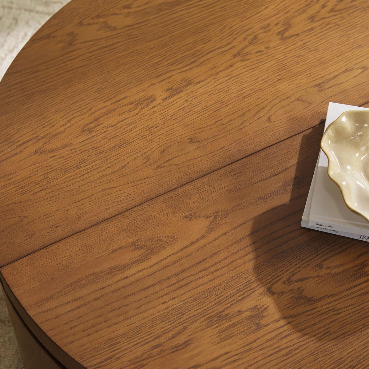 Solid Oak Wood Veneer Coffee Table with Storage, 36 Inch, Medium Brown Oak B3139