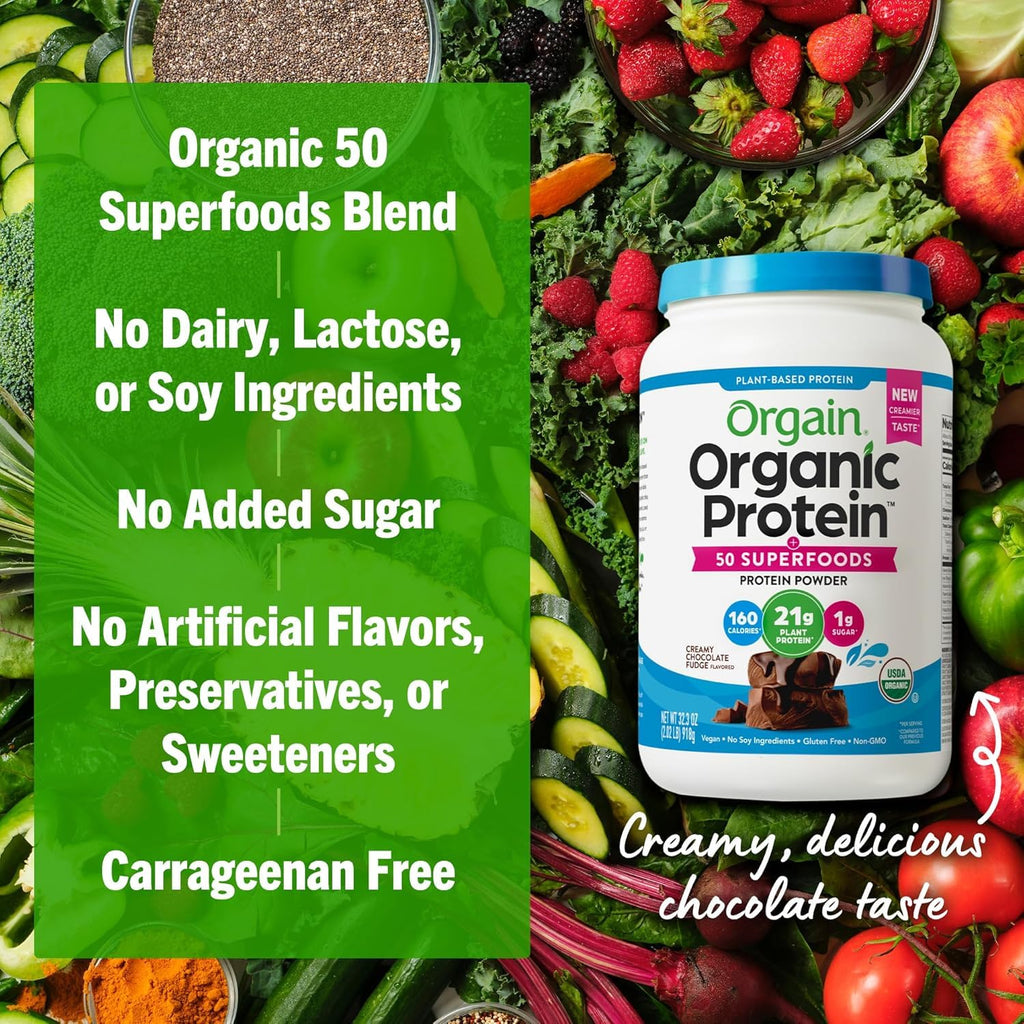 Organic Vegan Protein + 50 Superfoods Powder, 21g Plant Based Protein, 2.02 lb B439913