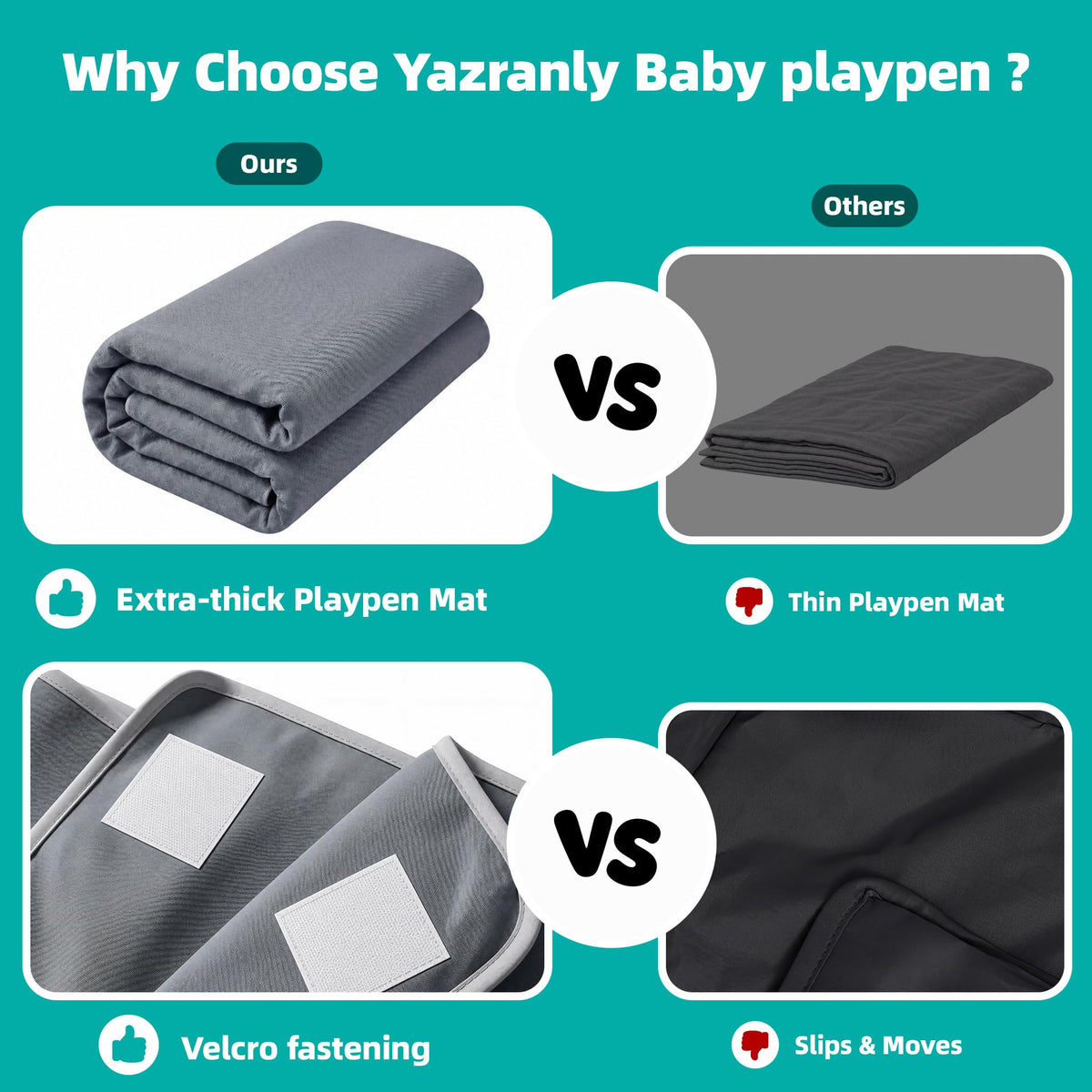 Foldable Baby Playpen with Mat, 71x59 Inches, Grey H8863