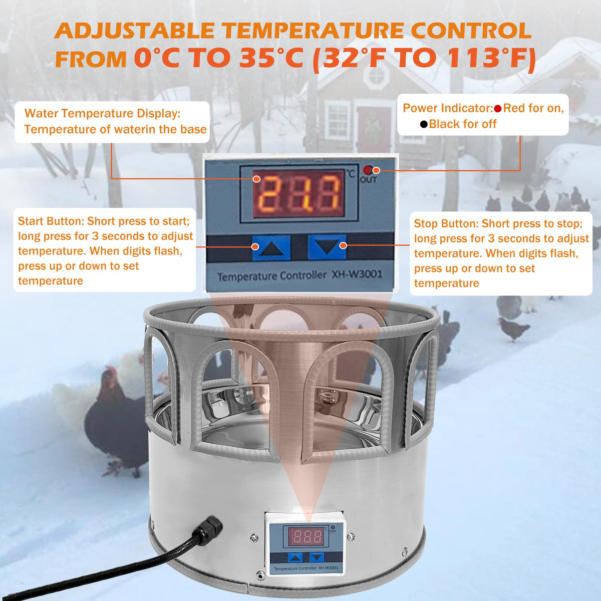 5 Gallon Heated Poultry Waterer I92122