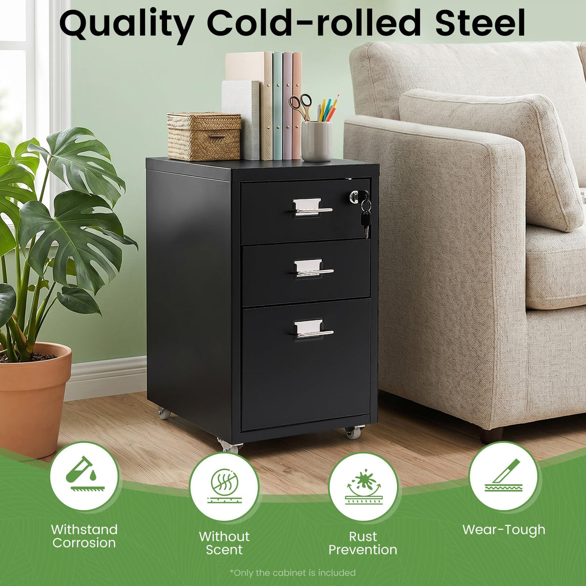 3 Drawer File Cabinet with Lock U6161