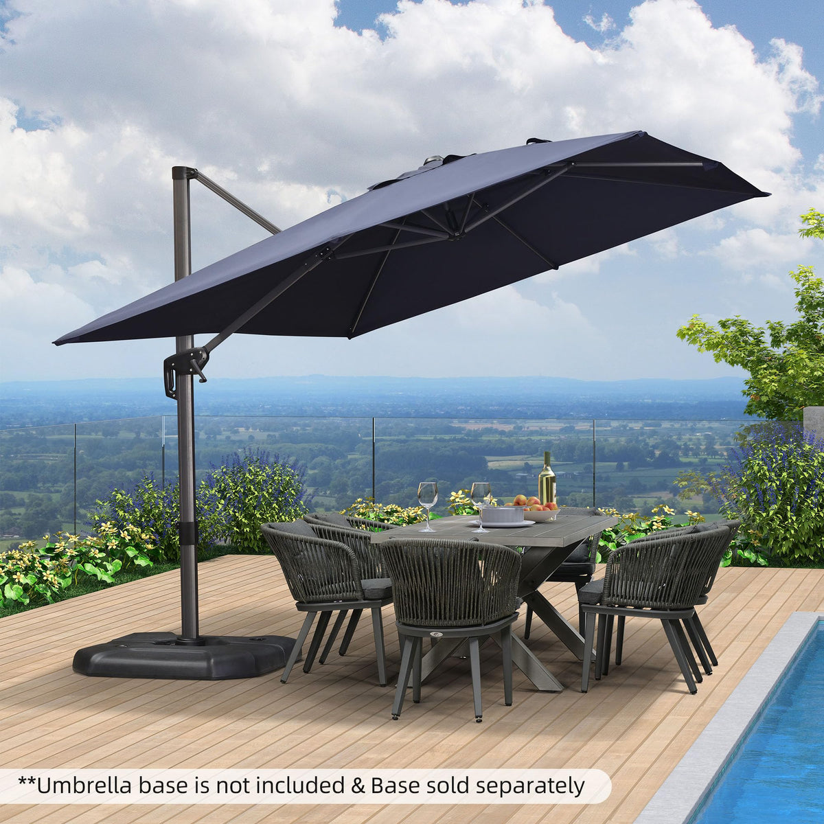 Navy Rectangle Patio Umbrella Y771105