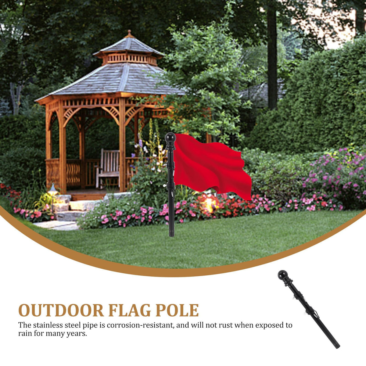 Black Rotating Flagpole Assembly with Base D104