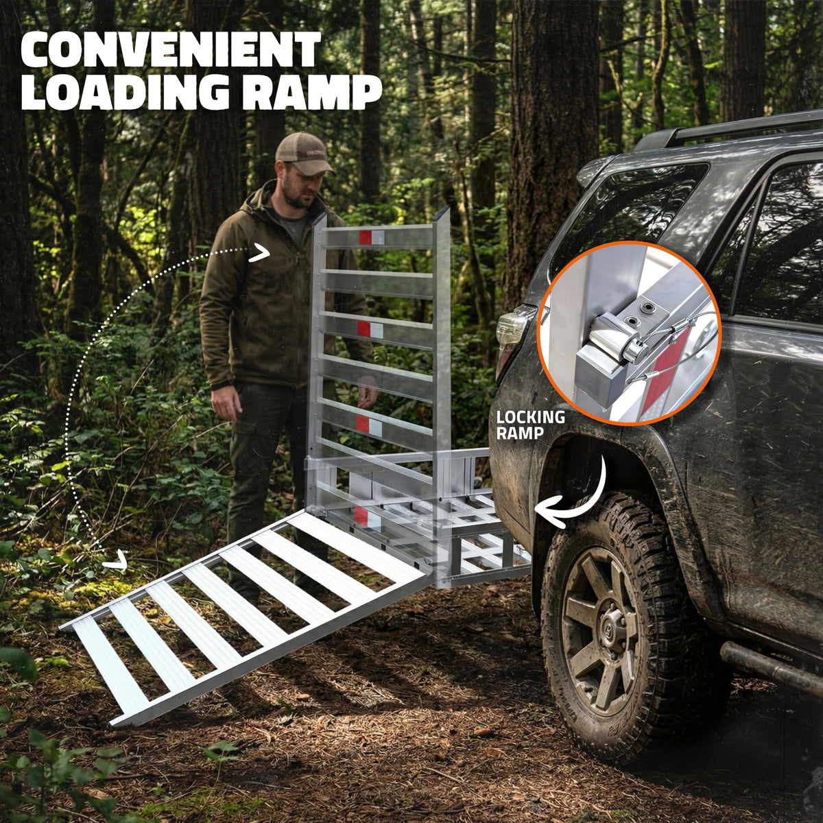 Aluminum Trailer Hitch Cargo Carrier with Ramp Y8433