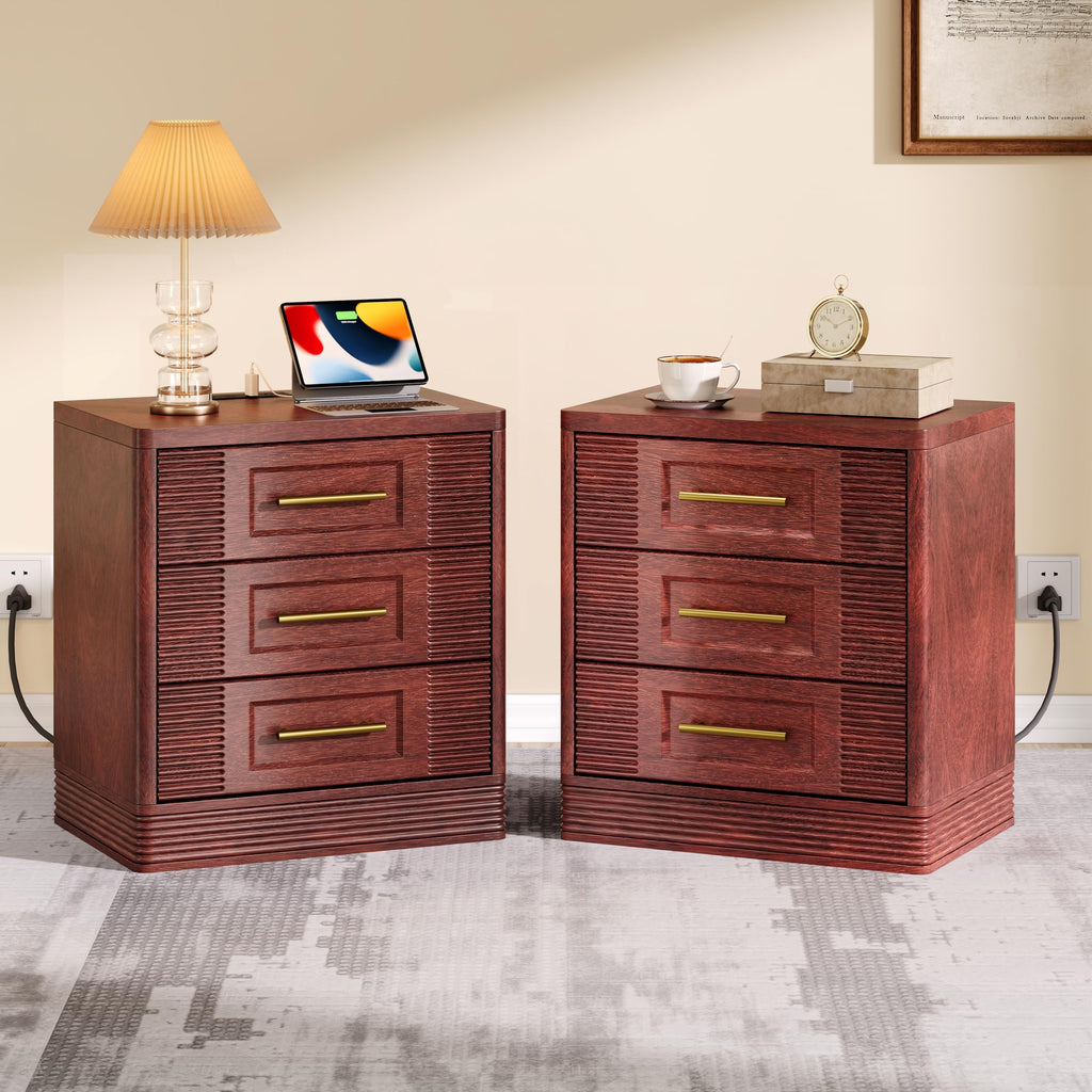 Walnut Nightstand with Charger Station M174